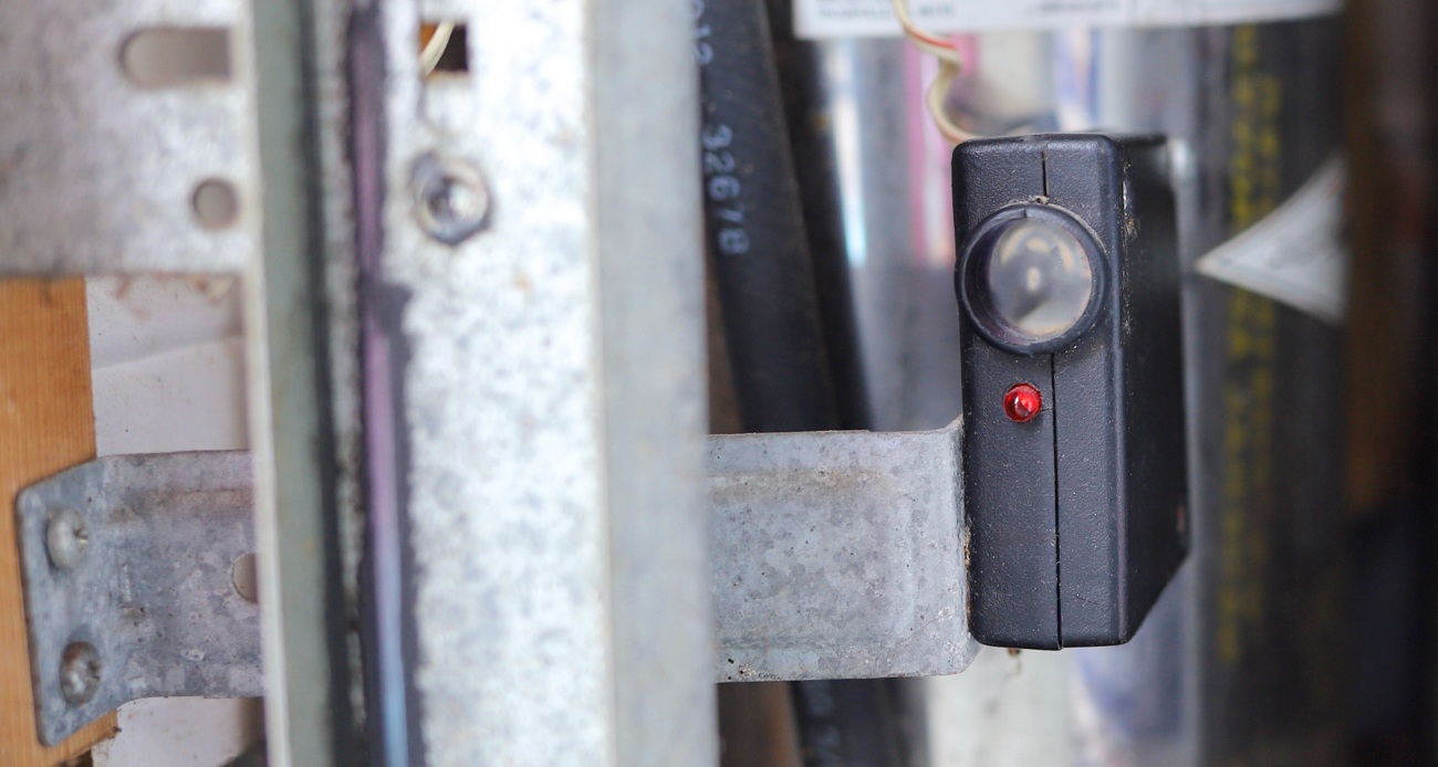 Garage door sensor up-close Garage door sensor up-close