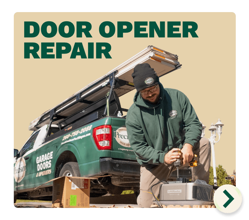 Garage Door Opener Repair. Local Fort Wayne Precision certified technician installing garage door opener. Learn more.