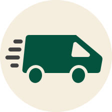 Green van with movement lines behind icon.