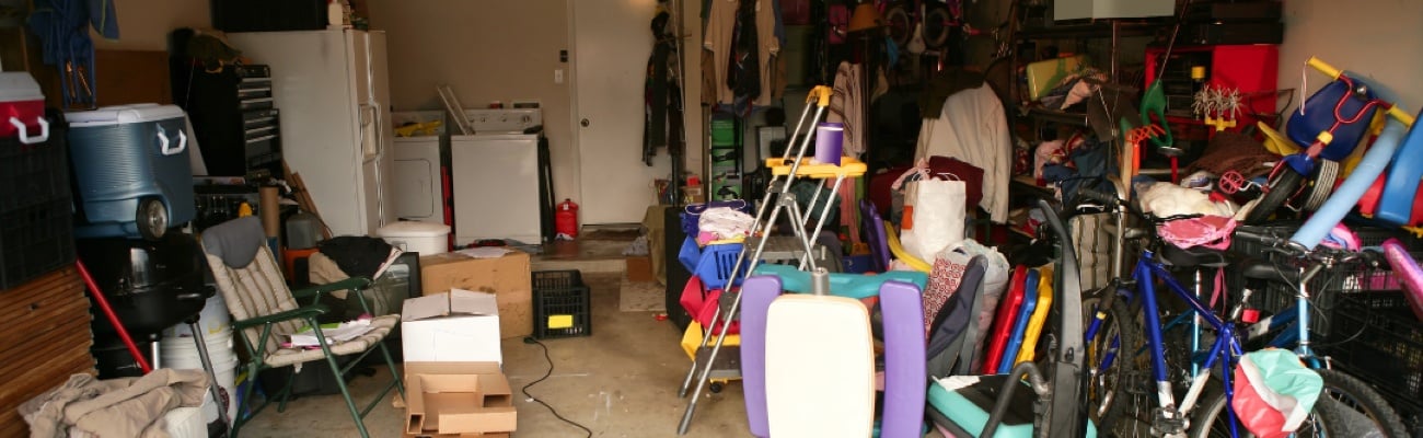 Cluttered Garage Door Space